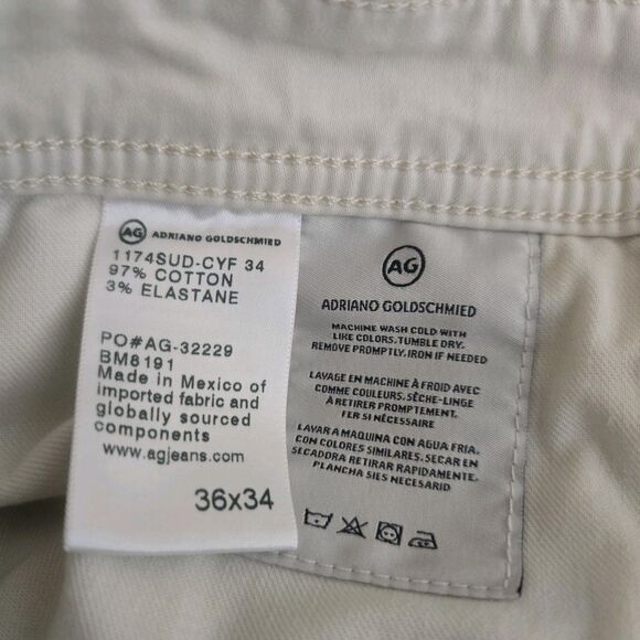 AG Adriano Goldschmied The Graduate Pants 36X30 (TAG 36X34) Off White Tailored - Picture 8 of 10